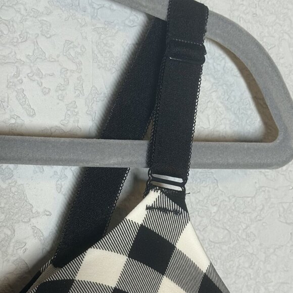Torrid Curve Black & White Checkered Wireless Lightly Lined Bra 48D Adjustable S - Picture 2 of 6